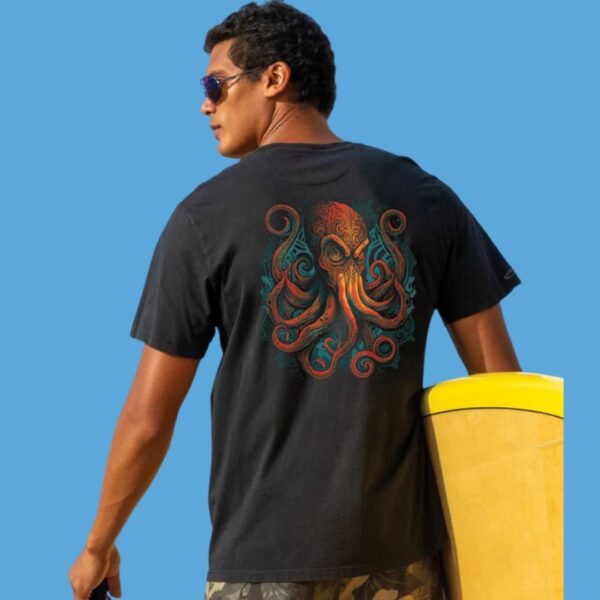 Tribal Octopus - Jet Black Short Sleeve Pima T-Shirt