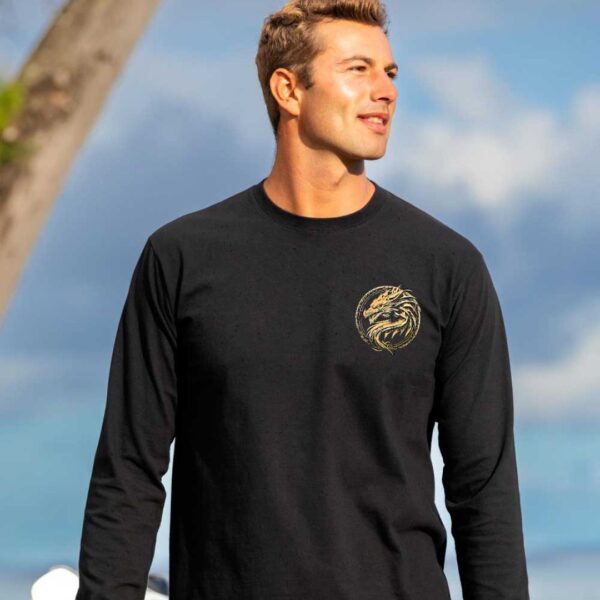 Dragon Medallion - Black Long Sleeve Crewneck T-Shirt