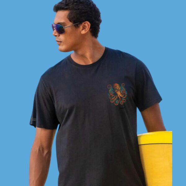Tribal Octopus - Jet Black Short Sleeve Pima T-Shirt